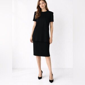 Misook Black Knit Skirt Set Top & Skirt Size M